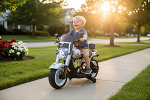 Moto Elettrica per Bambini Cruiser Acceleratore a Manubrio 12V 7Ah Argento Metallizzato