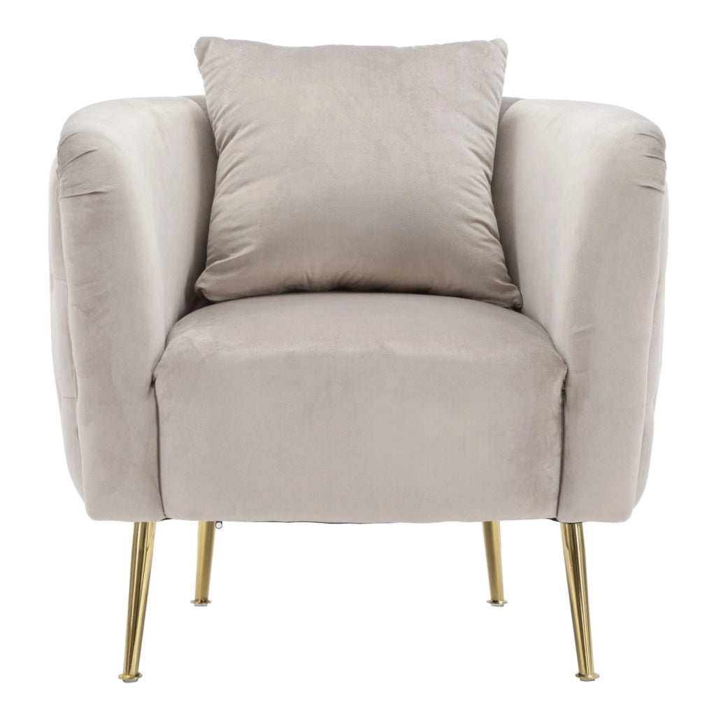 Poltrona in tessuto grigia con gambe dorate cm 76x74x71
