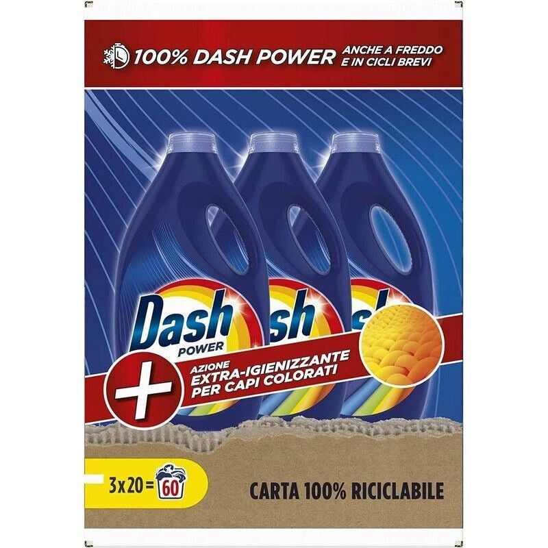 DASH LIQUIDO LAVATRICE TRIPACCO POWER 20 LAVAGGI X3 CAPI COLORATI