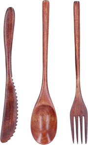 Set di utensili in legno - Cucina da tavola - Utensili in bambù riciclabili - Servizio da tavola con oltre 75 caratteristiche.