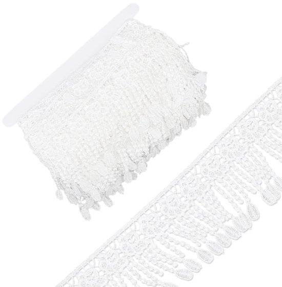 Decorazione a Frange in Poliestere - 7,5 Metri - 82mm di Larghezza - Flessibile - Utilizzo per Artigianato e Decorazione