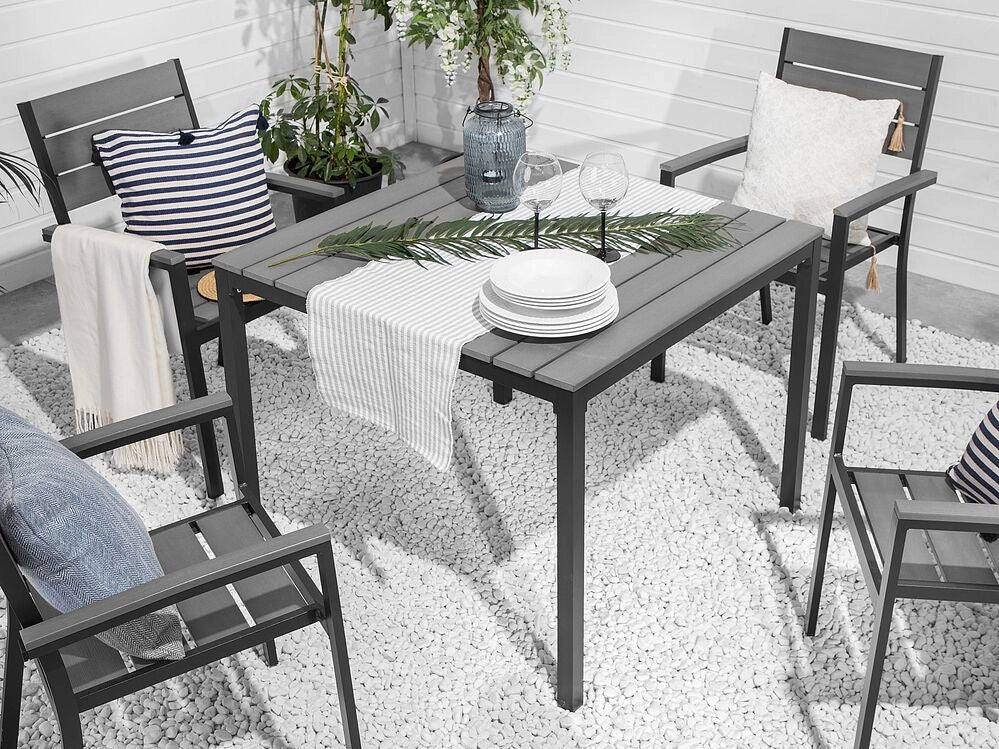 Tavolo da giardino in alluminio grigio e Nero resistente agli agenti atmosferici moderno