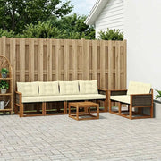 Set di divani da esterno con cuscino 7 pcs Naturale e Crema
