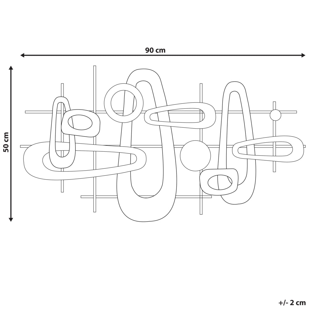 Decorazione murale in metallo dorato 90 x 50 cm motivo astratto geometrico soggiorno camera da letto