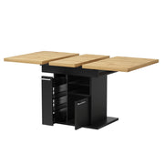 Tavolo da pranzo allungabile con contenitore e illuminazione LED; per soggiorno e sala da pranzo; MDF nero