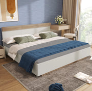 Letto matrimoniale 180x200 cm con rete a doghe; bianco e effetto rovere sonoma
