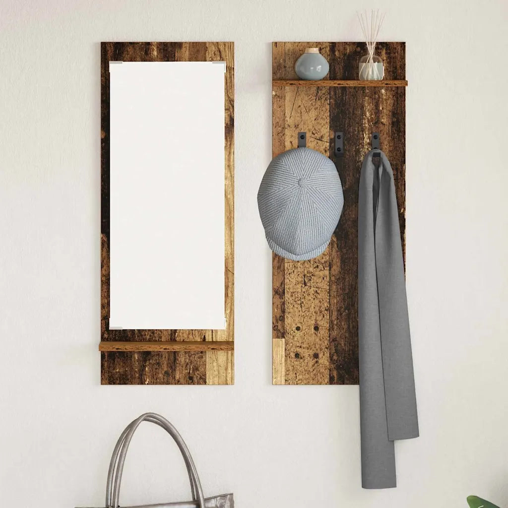 Appendiabiti a muro con specchio Legno vecchio 70 x 10 x 90 cm CFW7991613