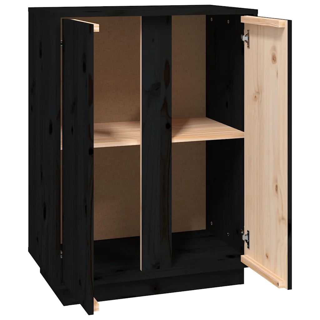 Credenza | Madia | Buffet da pranzo | Armadio da pranzo Nera 60x35x80 cm in Legno Massello di Pino