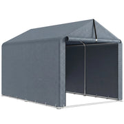 Tenda Garage 162x221,5x163 cm con Copertura Rinforzata Impermeabile e Ingresso Zip in Acciaio Zincato Grigio