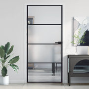 Porta Interni Sottile Nera 93x201,5cm Vetro Temperato Alluminio 155120