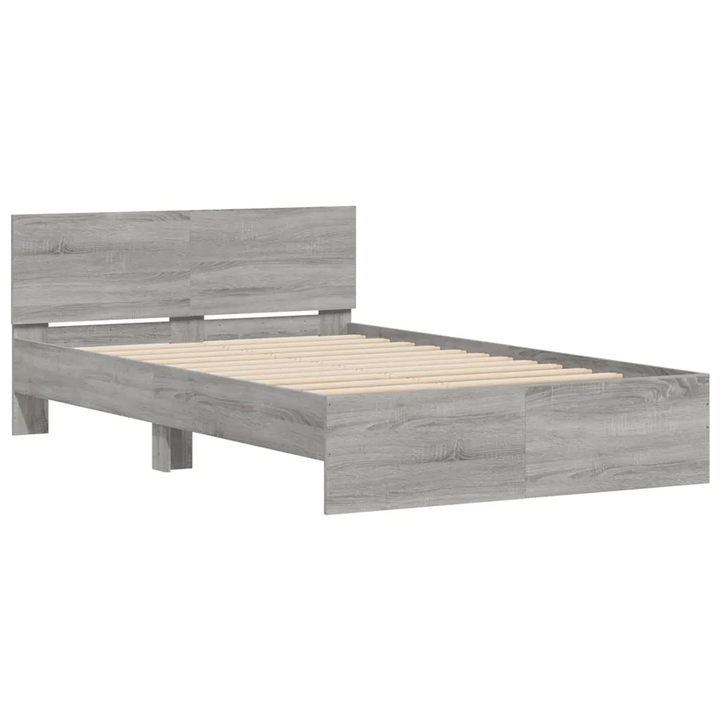Giroletto con Testiera e LED-Struttura Letto con testiera Grigio Sonoma 140x190 cm 977829