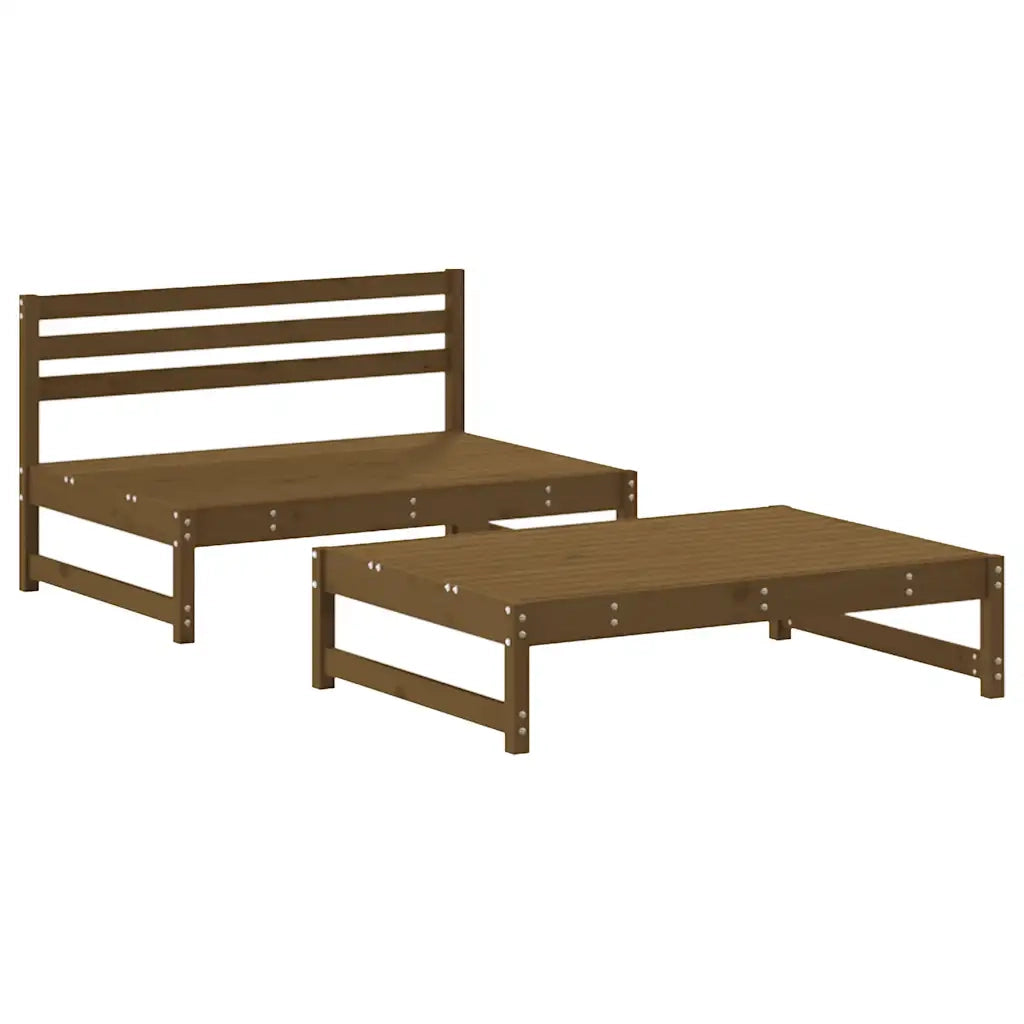 Set Divani da Giardino 2 pz con Cuscini in Legno Massello ambra 3186105