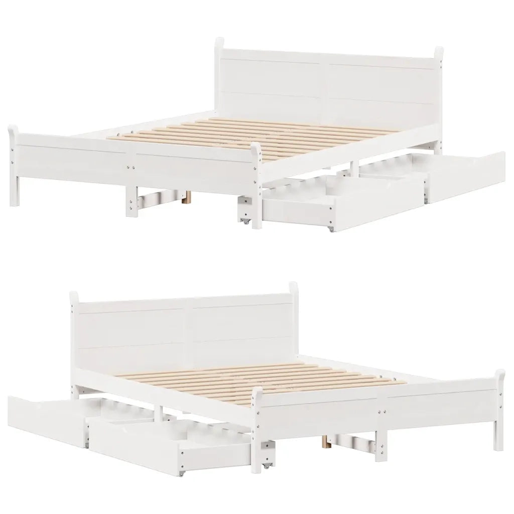 Letto senza Materasso Bianco 140x200 cm Legno Massello di Pino