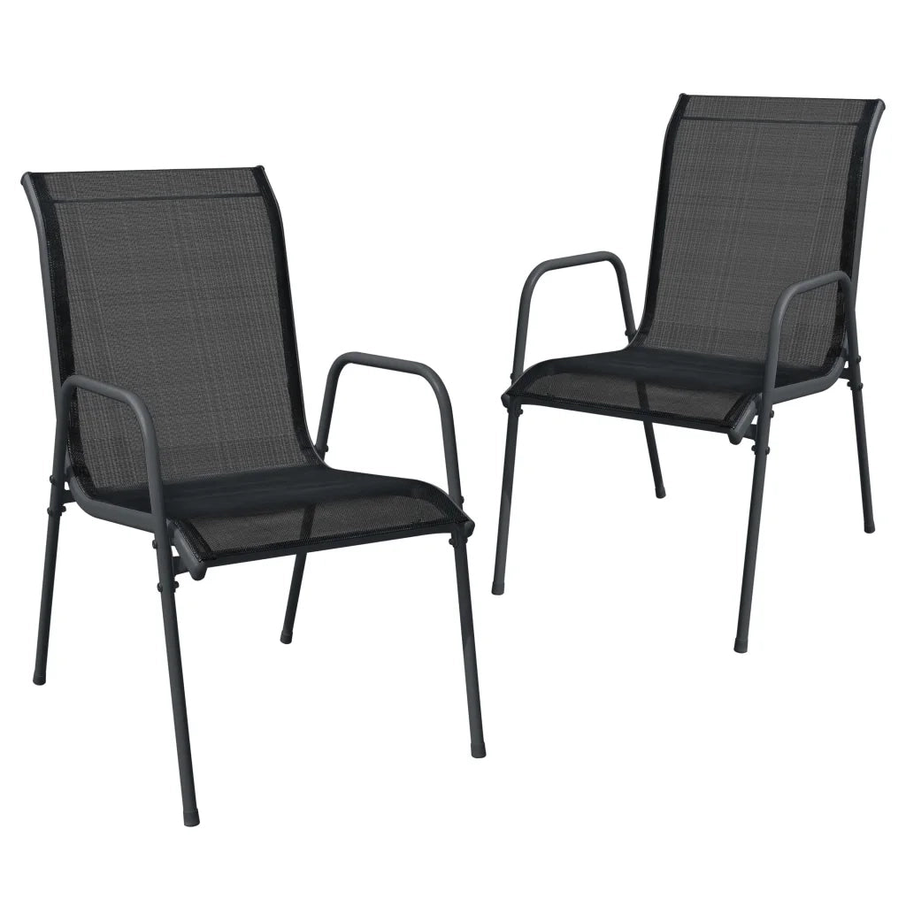 Set da Pranzo da Giardino 3 pz | Set Salotto da Giardino in Acciaio Nerooutdoor