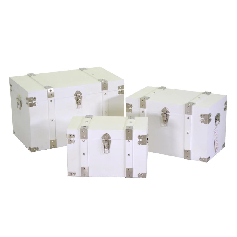 Baule legno 1-3 bianco rettangolare cm 58x34h35