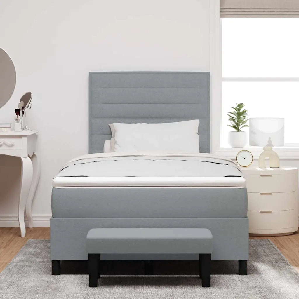Letto a molle con materasso Grigio chiaro 120 x 190 cm Tessuto