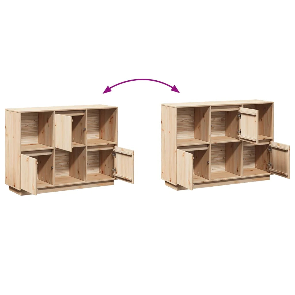 Buffet credenza cassettiera armadio mobile contenitore organizer per cucina soggiorno salotto 110,5 x 35 x 80 cm legno massello di pino marrone 02_0029507