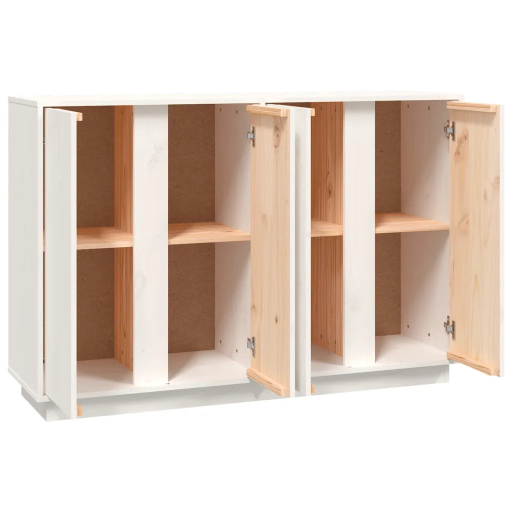 Credenza-Buffet-Armadio da cucina Bianca 120x35x80 cm in Legno Massello di Pino