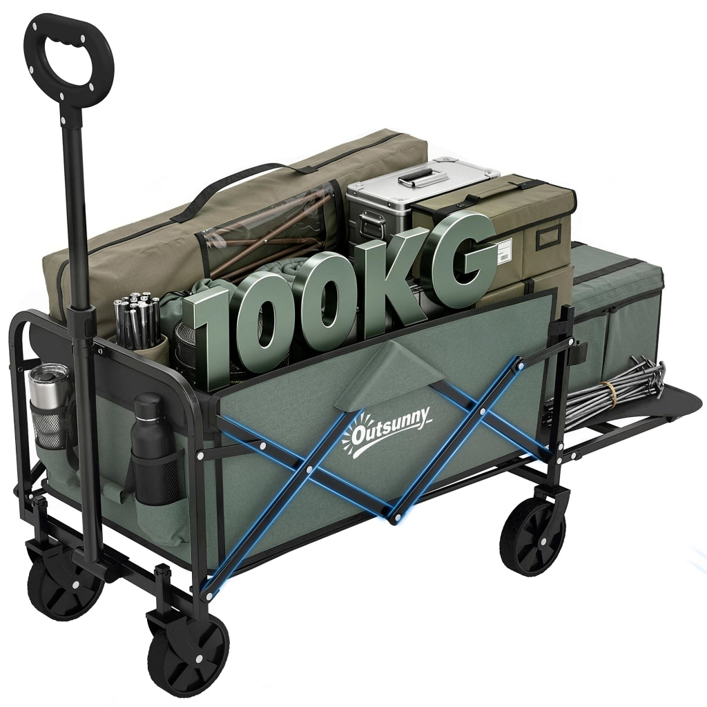 Carro da Giardino Plegable con Manico Telescopico ¨C Zephmum ¨C Verde