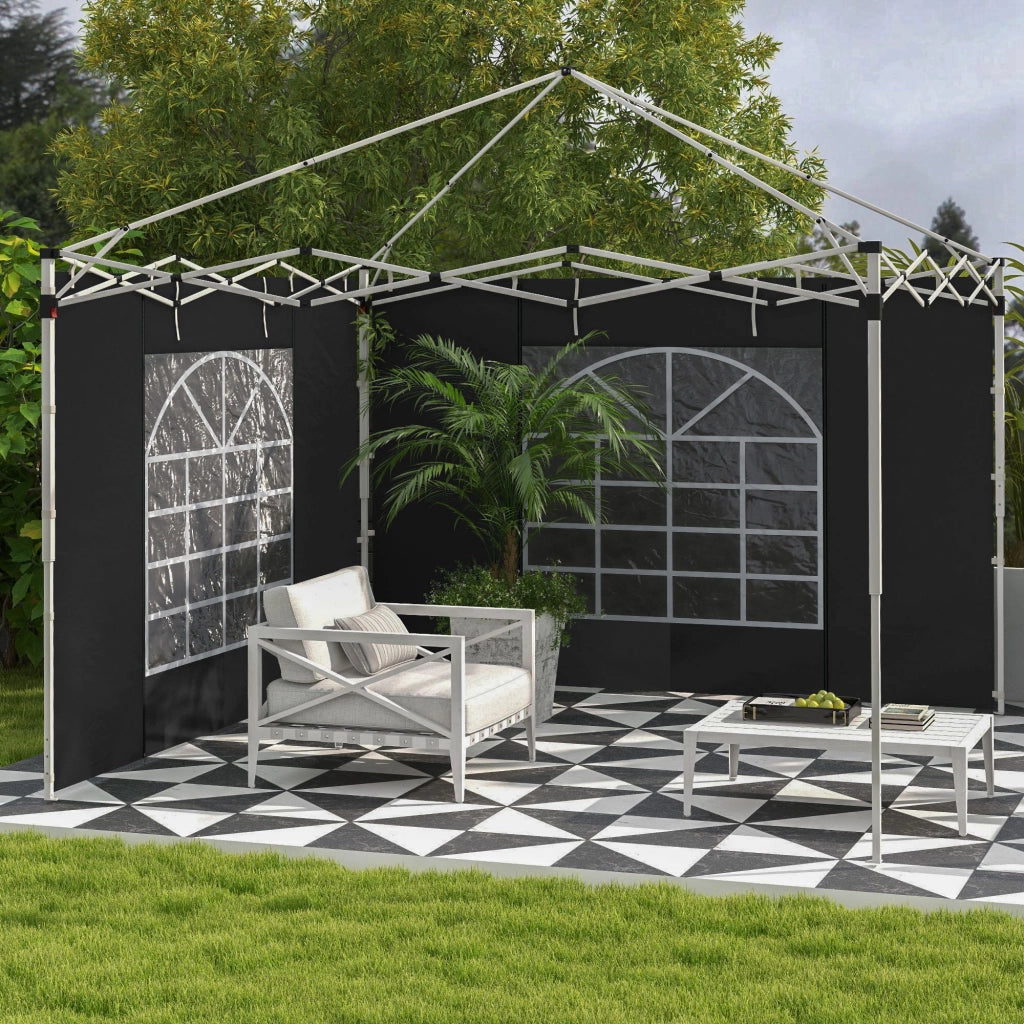 Pareti laterali per gazebo 3x3m 3x6m ¨C zephmum ¨C Oxford nero con finestra e porta