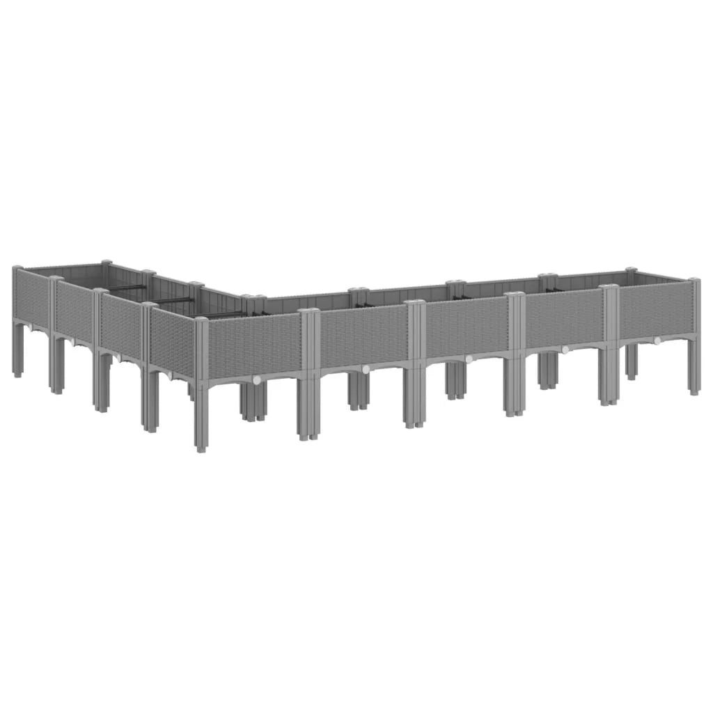 Fioriera rialzata per piante fiori e terrazze con gambe grigio chiaro 200 x 160 x 42 cm PP grigio 02_0038175
