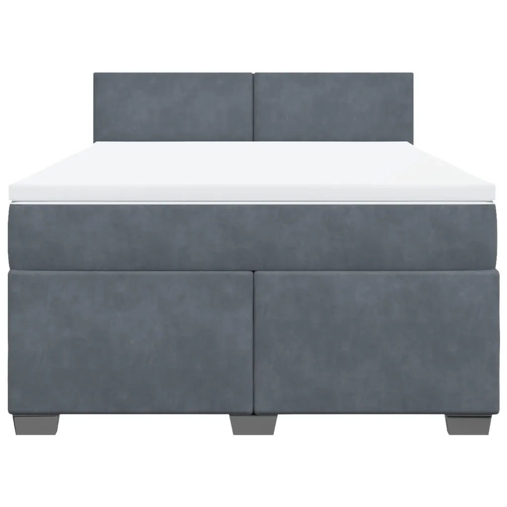 Giroletto a Molle con Materasso Grigio Scuro 140x190 cm Velluto 3286301
