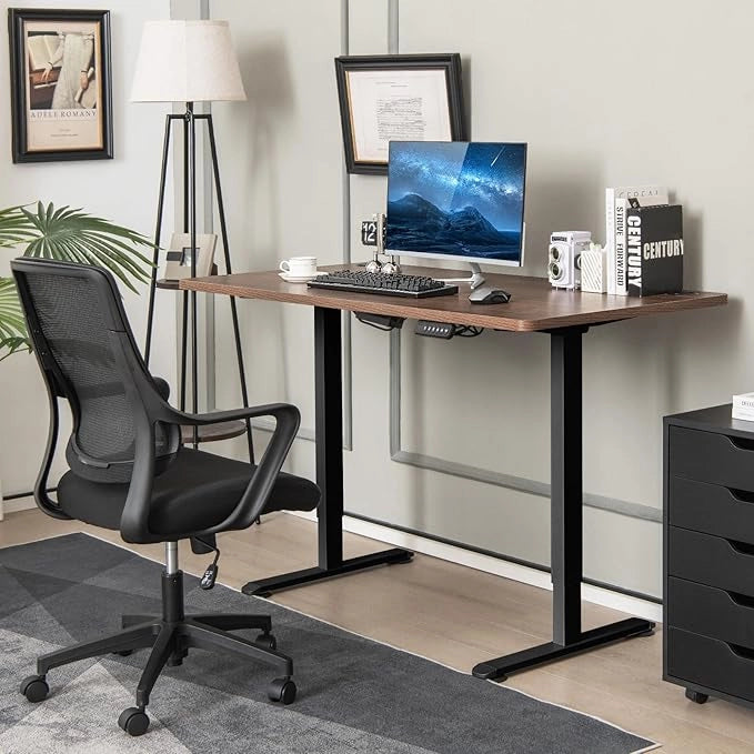 Scrivania Regolabile in Altezza, Scrivania Elettrica con 2 Motori con Memoria, Protezione Anticollisione e Vassoio per Cavi, Standing Desk per Casa e Ufficio, Portata 100 kg (Nero)
