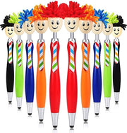 Penna stilografica 10 pezzi - Clown divertente - Penna stilografica - Penna stilografica - Pulitore schermo microfibra - Materiale ABS - Diversi colori