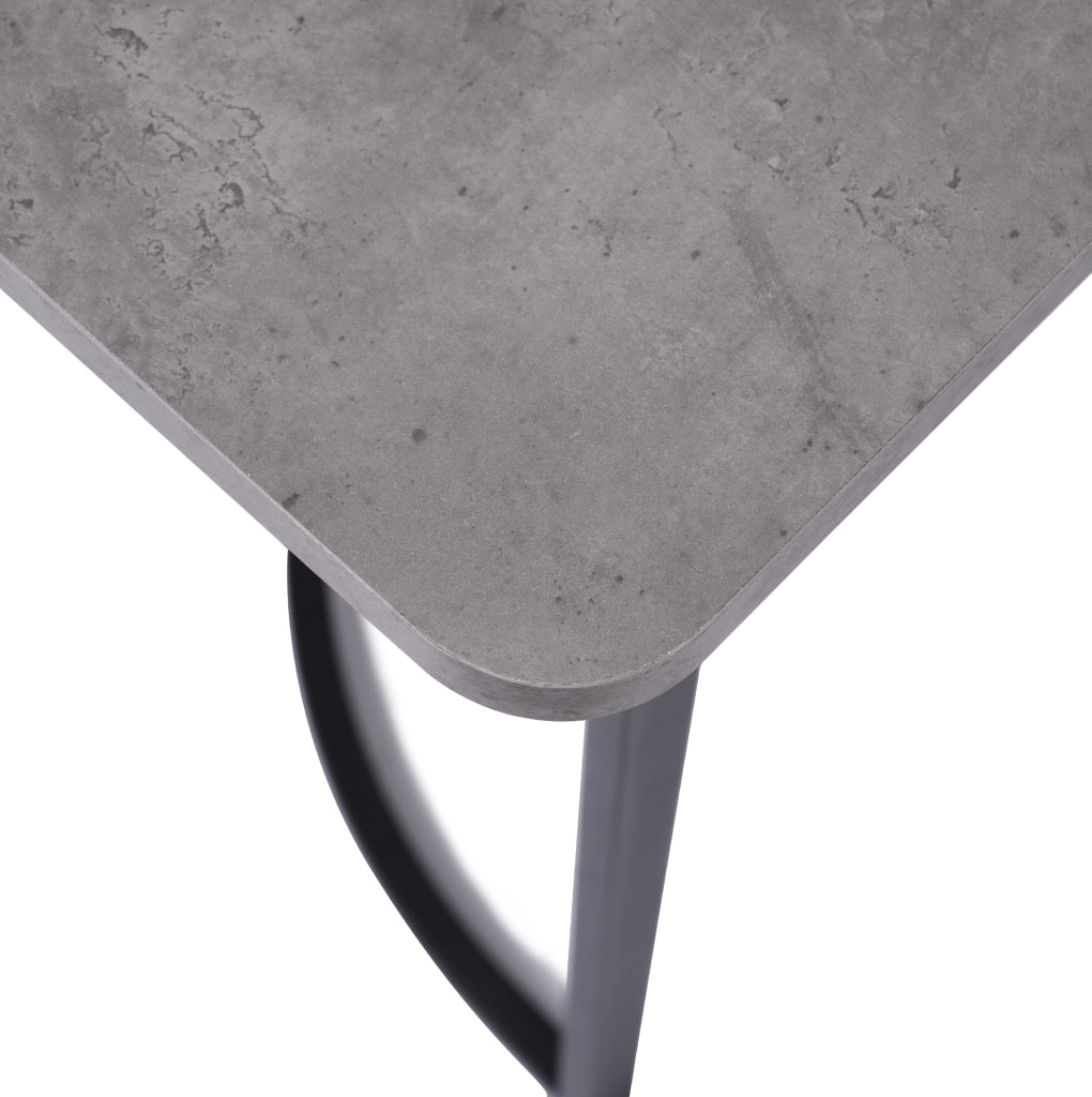 Tavolo da pranzo 140x80x75 cm con motivo marmo e piedini regolabili; MDF e metallo; grigio