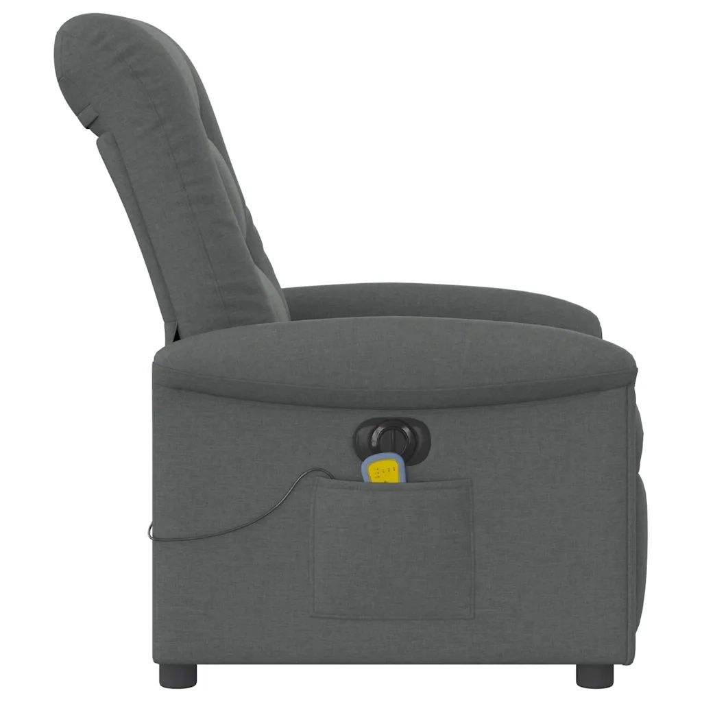 Divano Sedia-Poltrona Reclinabile Massaggio Elettrica Grigio Scuro Tessuto 108578