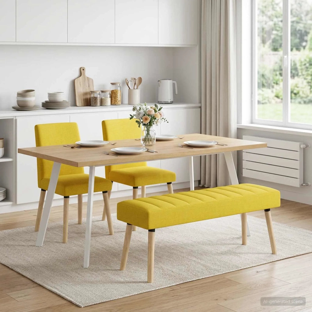 Panchina trapuntata a canale Giallo Chiaro 110 x 40 x 46 cm 42038497