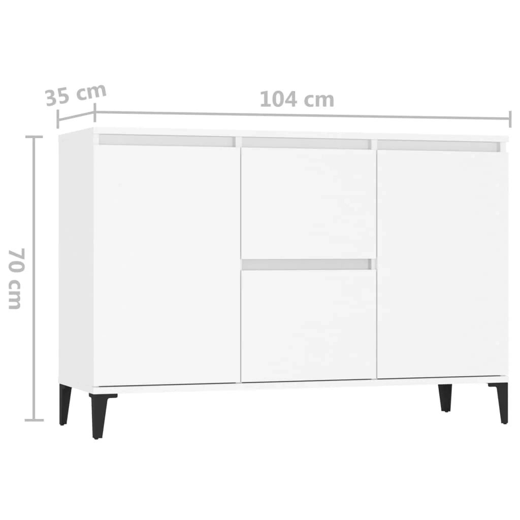 Buffet credenza cassettiera armadio mobile contenitore organizer per cucina soggiorno salotto 104 x 35 x 70 cm legno ingegnerizzato bianco 02_0030184
