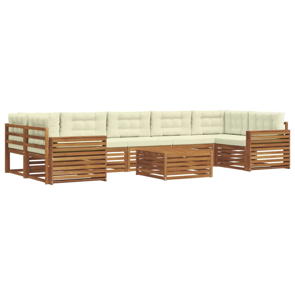 Set di divani da esterno con cuscino 8 pcs Naturale e Crema