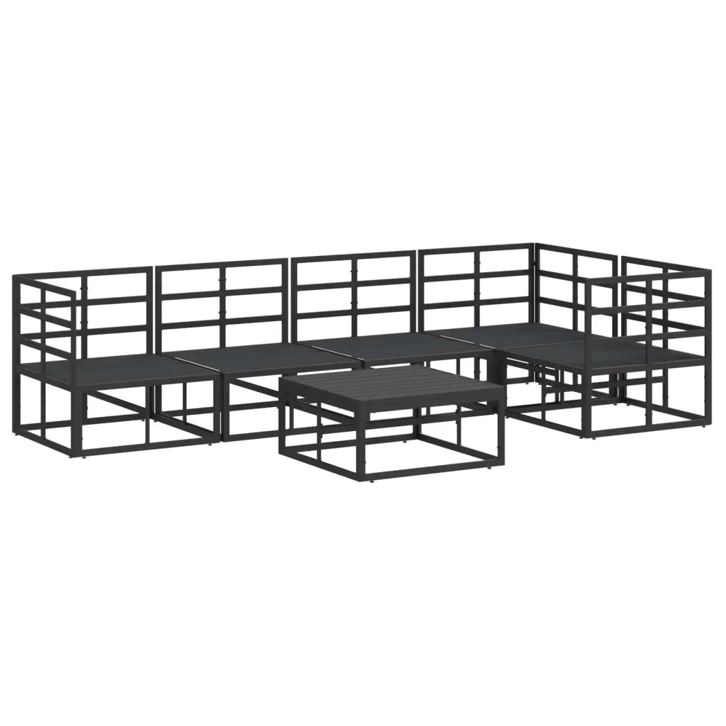 Set Divano da Giardino con cuscino 6 pcs Nero Alluminio