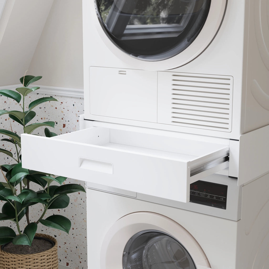 Kit di Sovrapposizione Buxton per Lavatrice e Asciugatrice con Cassetto - Bianco [en.casa]