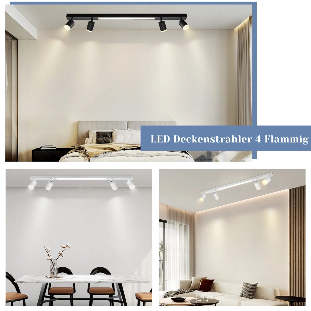 ZMH Faretto da soffitto LED bianchi 4 lampadine 38W dimmerabili telecomando 3000-6500K orientabili 350°