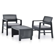 Set Salotto da Giardino 3 pz in Plastica Antracite