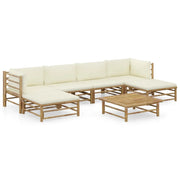 Set Divani da Giardino 7 pz con Cuscini Bianco Crema in BambÃ¹ cod mxl 44249