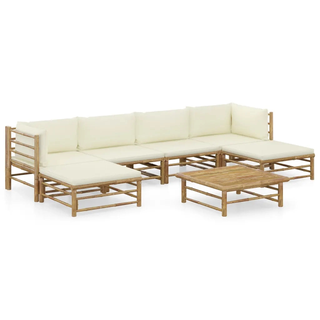 Set Divani da Giardino 7 pz con Cuscini Bianco Crema in BambÃ¹ cod mxl 44249