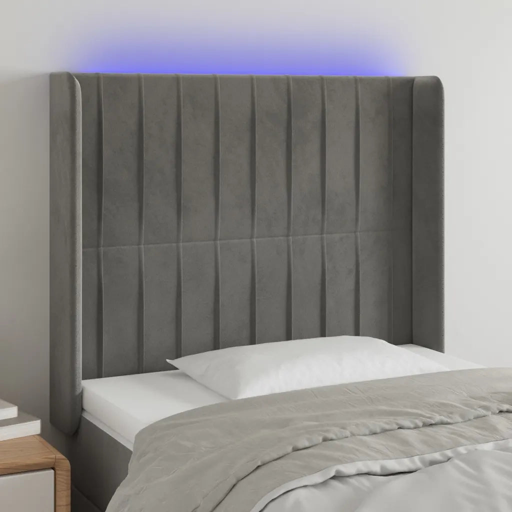 Testiera | Testata a LED Grigio Chiaro 103x16x118/128 cm in Velluto