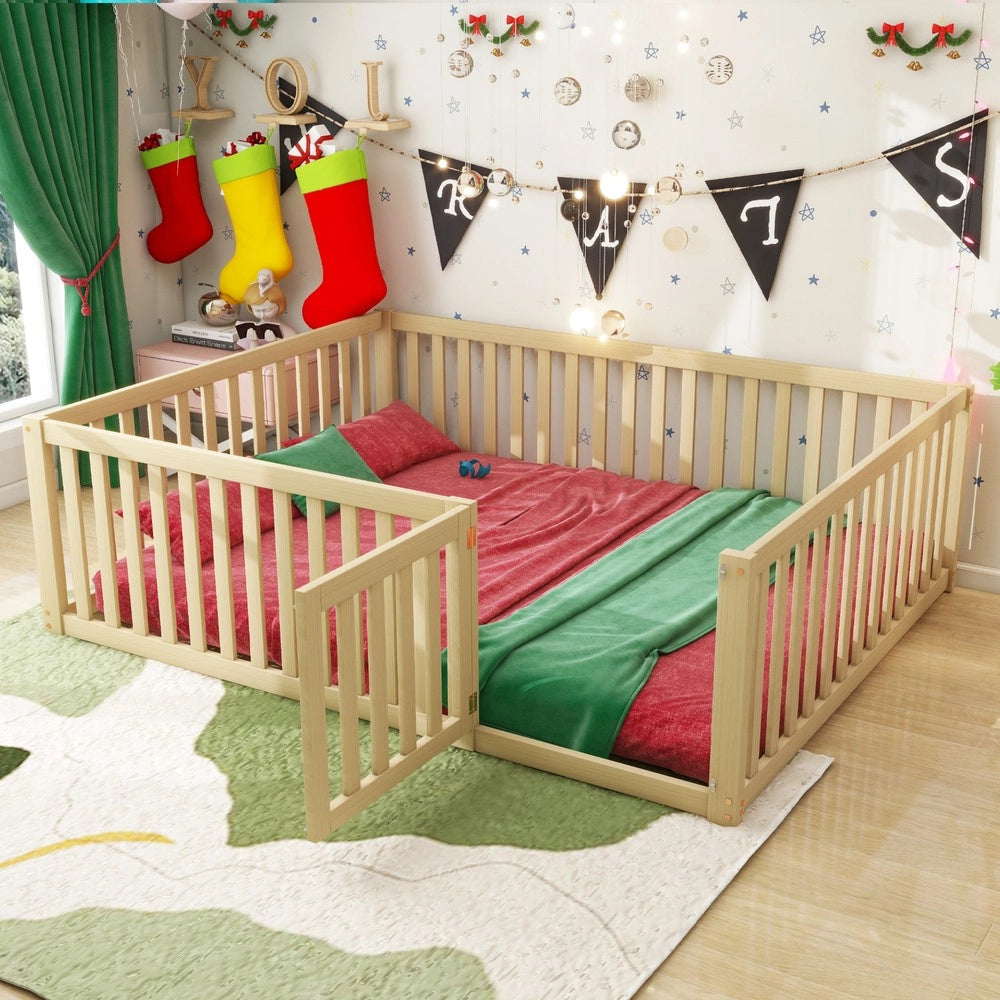 Letto Bambini in Legno con Recinto e Porta ¨C Xylo ¨C 140x200