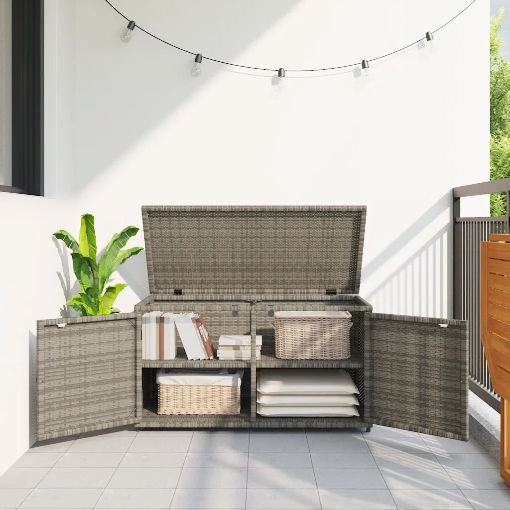 Armadietto Portaoggetti Giardino Grigio 110x55x60,5 Polyrattan