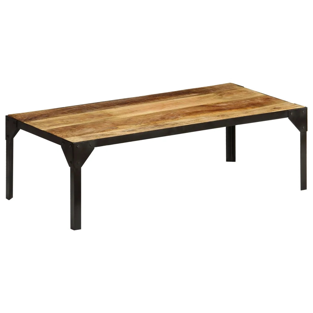 Tavolino da CaffÃ¨ in Legno Massello di Mango e Acciaio 110 cm cod mxl 16229
