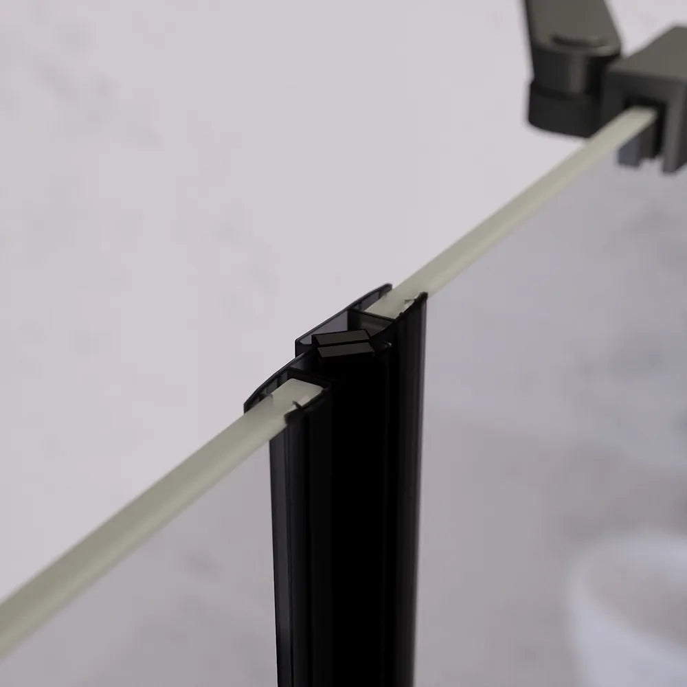 Porta doccia 106-111cm apertura a battente con profili nero opaco e vetro da 6mm trasparente h195 | Elba