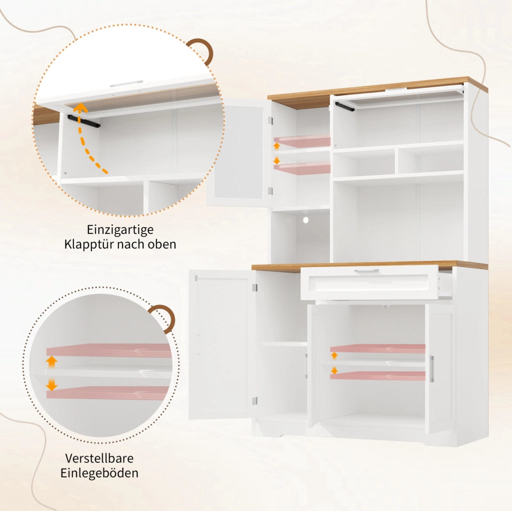 Mobile alto con vetrine, LED USB e app, bianco, 104x40x180 cm
