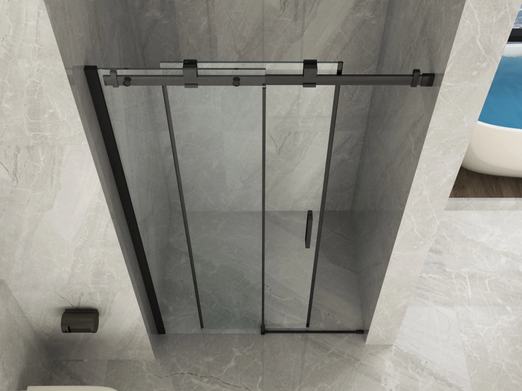 Porta doccia scorrevole, nero cristallo 8mm trasparente 120cm H195cm Tevaglas Bluern