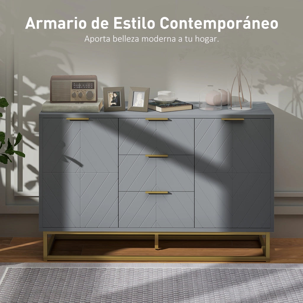 Mobile TV con 3 cassetti e 2 ante ¨C zephmum ¨C grigio 120x40x76 cm