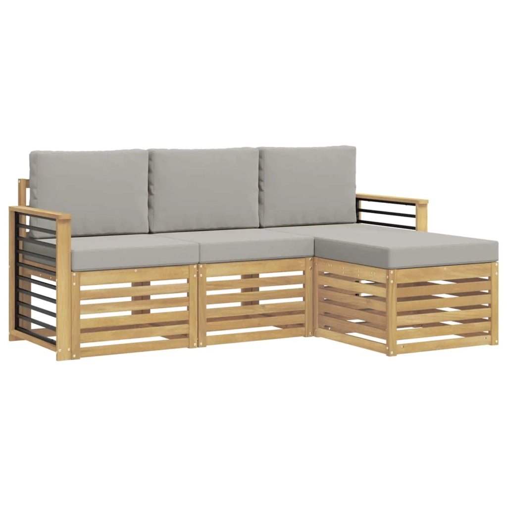 Set di divani da esterno 4 pcs Bianco e Grigio Chiaro