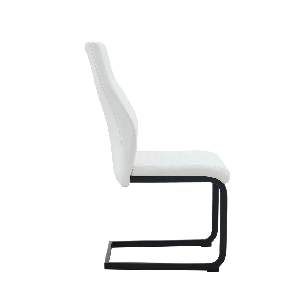 Set Tavolo Rotondo e 2 Sedie da Pranzo ¨C Xylo ¨C Piano MDF, Gambe Nero, Schienale Bianco