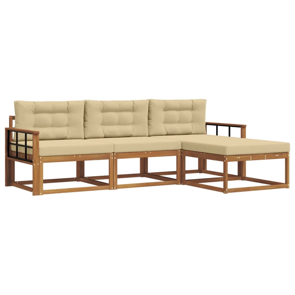 Set di divani da esterno con cuscino 4 pcs Naturale e Beige 3367416